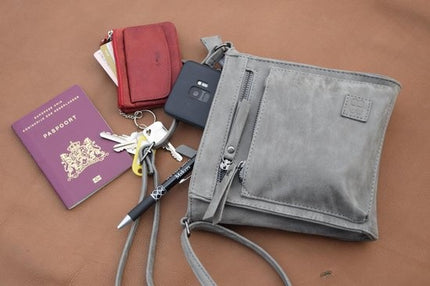 Bicky Bernard Schoudertas Grey met 5 ritsen - tas - tassen - schoudertas dames - handtas - Grey schoudertas - schoudertas meiden -
