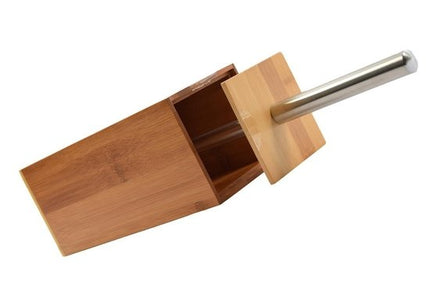 Toiletborstel hout - toiletborstels- WC Bamboe licht kleur- Toiletborstelhouder met WC-Borstelhouder - Houten Borstelhouder 