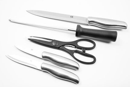 Messenset - 15 stuks - Knife - Keukenmessen - Messenset kopen - Goedkoop - Messenblok - Aanbieding - Zwart - Grijs - Alpina - Alpina messenset