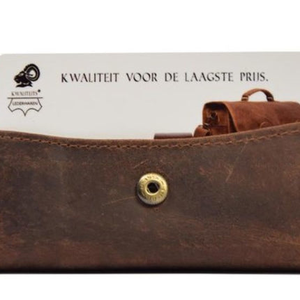 Mini Portemonnee dames en heren - vakantie portemonnee - Compact portemonnee - Buffelleer portemonnee - Kleine portemonnee - Portemonnee - mini portemonnee - - bruin - 9,8 cm