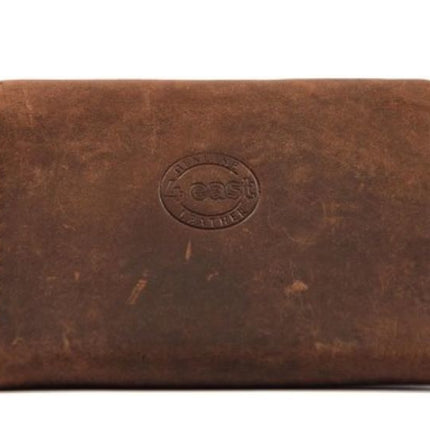 Mini Portemonnee dames en heren - vakantie portemonnee - Compact portemonnee - Buffelleer portemonnee - Kleine portemonnee - Portemonnee - mini portemonnee - - bruin - 9,8 cm