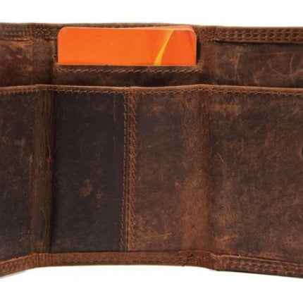 Mini Portemonnee dames en heren - vakantie portemonnee - Compact portemonnee - Buffelleer portemonnee - Kleine portemonnee - Portemonnee - mini portemonnee - - bruin - 9,8 cm
