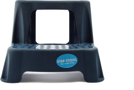 Blauw kinderkrukje/opstapje met 2 treden 35 cm - Keuken/badkamer krukjes/opstapjes voor kinderen