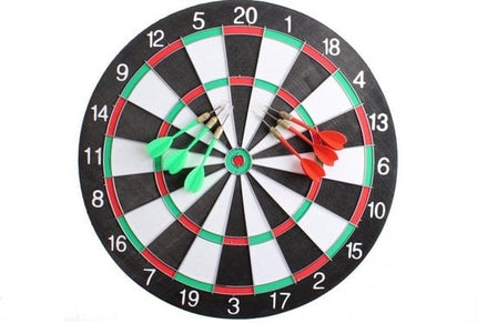 Dartbord - 40,5 cm - tweezijdig - met 6 darts