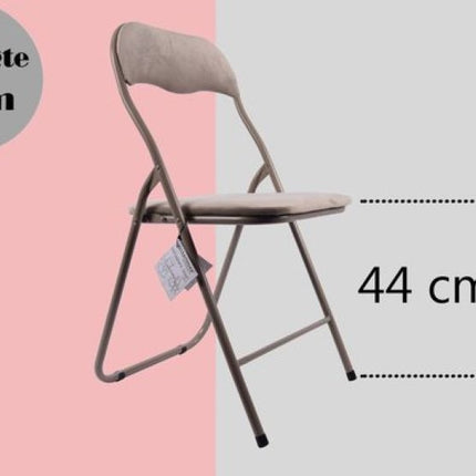 6x Klapstoel met zithoogte van 43 cm Vouwstoel velvet zitvlak en rug bekleed - stoel - tafelstoel- tafelstoel - klapstoel - Velvet klapstoel - Luxe klapstoel - Met kussentjes - Stoelen - Klapstoelen - Stoeltje - Premium chair - beige taupe