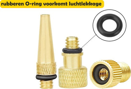 Fietspomp 12 Bar met Fietsventiel Adapter Set 19-delig – Voor Presta, Dunlop en Schrader – Inclusief Ballennaalden, Verloopventielen & Opbergdoos – Universeel Gebruik