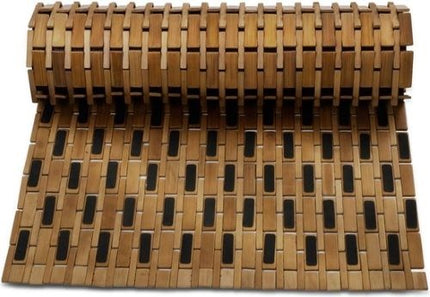 Badmat bamboe - douchemat - badkamer mat - antislip - oprolbaar - 50 x 77,5 cm cm Naturel