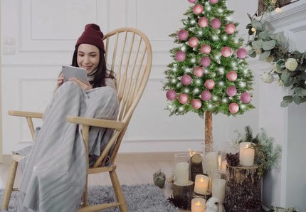 Kunstkerstboom diamanten kerstboom op Natuurlijke houten stam 180 cm - Kunst DIAMANT PIJNBOOM 180CM - Kunstkerstboom 180cm sneeuw Kerstboom