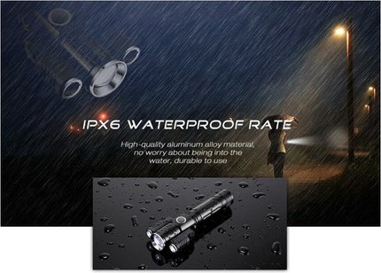 LED Zaklamp Oplaadbaar - Opbergkit - IPX-6 Water resistent - 1000 Lumen - Zwart - Militaire LED Zaklamp