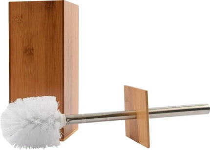 Toiletborstel hout - toiletborstels- WC Bamboe licht kleur- Toiletborstelhouder met WC-Borstelhouder - Houten Borstelhouder 