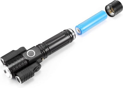 LED Zaklamp Oplaadbaar - Opbergkit - IPX-6 Water resistent - 1000 Lumen - Zwart - Militaire LED Zaklamp