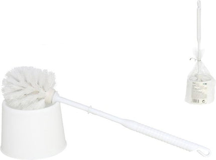 Toiletborstel 2 stuks - Wcborstel kunststof -Toiletborstel in houder - Toiletborstelhouder - Wc borstel - borstel - Roestvrij - Wit 10.5x 33x 6 cm