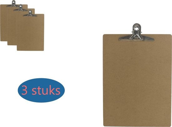 3x Klemborden butterfly klem - Klemborden A4 - Klemborden hout A4 31.8 x 22.8 x 0.3 cm