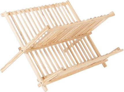 Afdruiprek - Houten afdruiprek | Opklapbaar | afwasrekje |bamboehout |Duurzaam |Grenenhout 43x37x29cm – Bruin