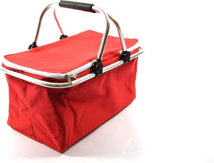 Opvouwbare boodschappenmand, met koelfunctie, thermomand met handvat, 25 l, deksel met ritssluiting, koelmand, rood