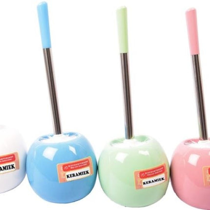 Moderne Keramische Toiletborstel set – Vrijstaand- 14.5x14x37.5 cm –Roze– Kiezelsteen – Badkamer – Toilet 