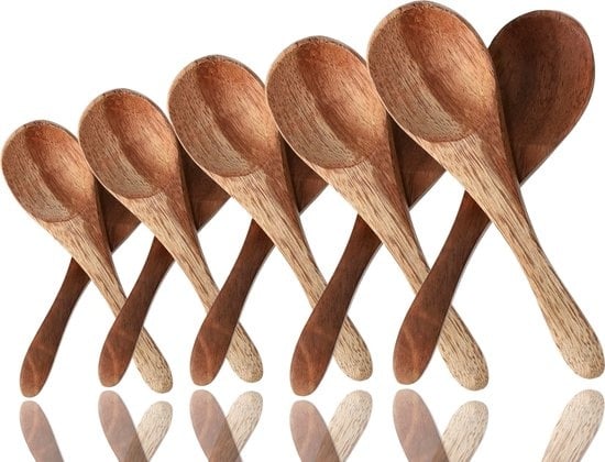Mini Houten Lepel - Theelepel Koffielepel 10 Stuks - 7cm - Kleine Lepeltjes Voor Kruidenpotten, Jam, Suiker, Honing & Meer! 