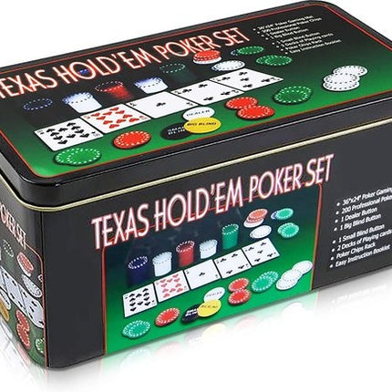 Texas Hold Em Poker - Blackjack Set - Pro Pokerset Met 200 Poker Chips - Pokerkaarten Cards - Speelkleed