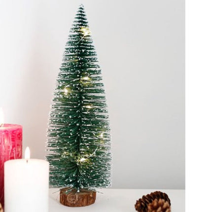 3x Kleine kerstboom 41CM| 20Led met wit sneeuw | Decoratieve kerstboom | Kunstkerstboom