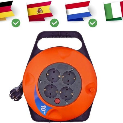 Kabelbox verlengsnoer kabelhaspel kabel verleng haspel met 4 geaarde stopcontacten 5 meter Kabelhaspel haspel haspel 5 meter kabelhaspel 240 volt | 2200 watt