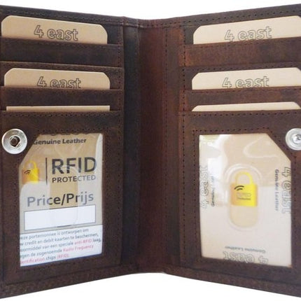 Portemonnee - portemonnee dames - portemonnee heren - portemonnee pasjes - Portemonnee creditcard - Portemonnee met creditcardhouder - creditcard portemonnee - Lederen portemonnee - Creditcardhouder - Bruin - RFID Protected Anti skim - 4E-426