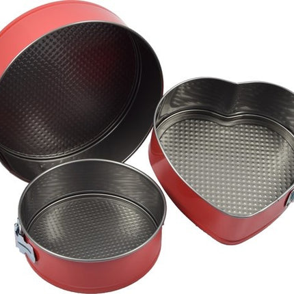 Springvorm anti-aanbak 3 delig - Rond Ø 25 cm - Rond Ø 18 cm - Hart Ø 22 cm