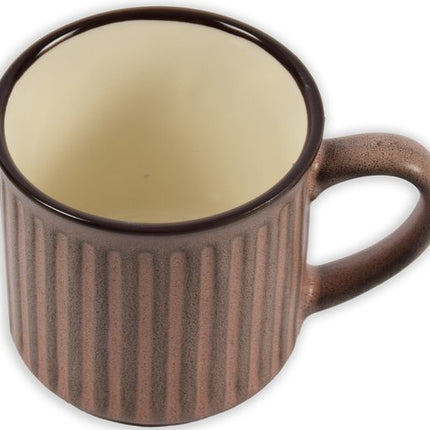 Set van 4 koffiekopjes -Assorti kleuren - Mokken | Verticale Gestreepte aardwerk kopjes 250ml