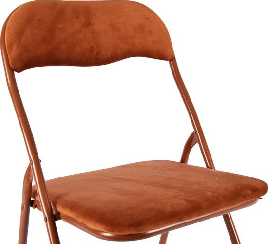 Klapstoel met zithoogte van 43 cml Vouwstoel velvet zitvlak en rug bekleed camel bruin