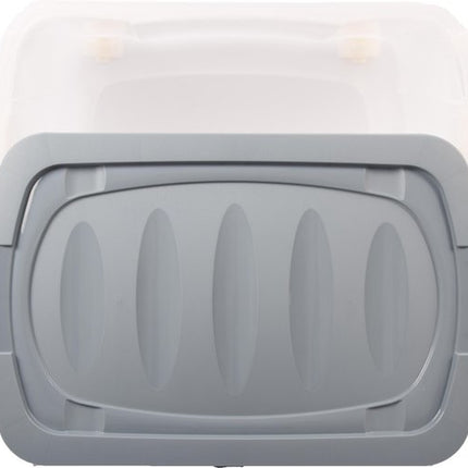Rollerbox - opbergbox - 45L - 1 stuks - Wieltjes - Transparant/Blauw