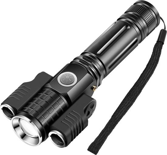 LED Zaklamp Oplaadbaar - Opbergkit - IPX-6 Water resistent - 1000 Lumen - Zwart - Militaire LED Zaklamp