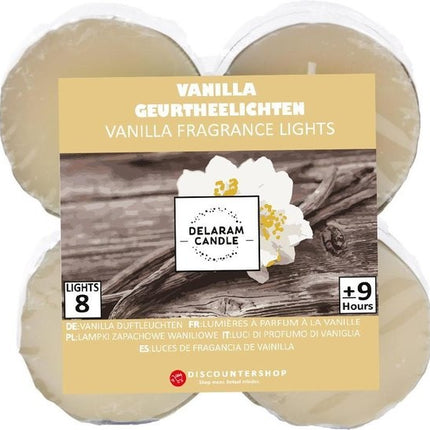 Theelichten met 9 Branduren - Waxinelichtjes - Geurtheelichten -theelichten - 8 Theelichten met Geur - Vanille geur theelichten
