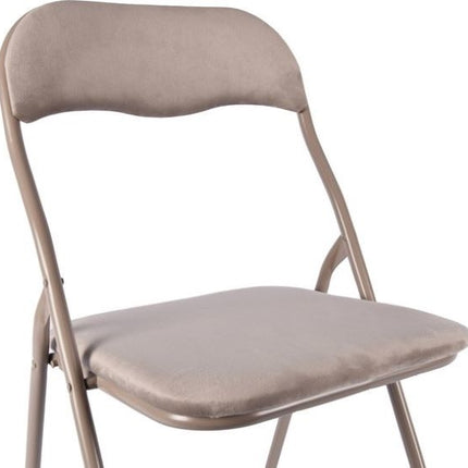 6x Klapstoel met zithoogte van 43 cm Vouwstoel velvet zitvlak en rug bekleed - stoel - tafelstoel- tafelstoel - klapstoel - Velvet klapstoel - Luxe klapstoel - Met kussentjes - Stoelen - Klapstoelen - Stoeltje - Premium chair - beige taupe