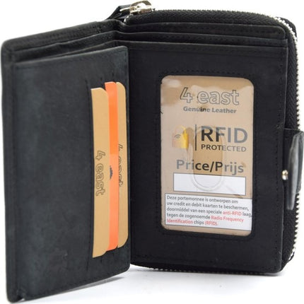 Portemonnee - portemonnee dames - portemonnee heren - portemonnee pasjes - Portemonnee creditcard - Portemonnee met creditcardhouder - creditcard portemonnee - Lederen portemonnee - Creditcardhouder - Zwart - RFID Protected Anti skim - 4E-401