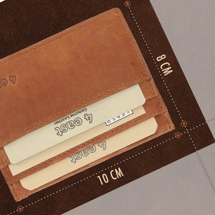 Kaarthouder Pasjes Leer RFID Bescherming - Cognac/Tan - 6 Pasjes + Briefgeld - Compacte Creditcardhouder Unisex voor Mannen en Vrouwen