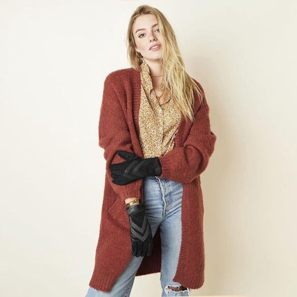 Handschoenen Dames Handschoenen Warm Touch zwart - Trendy handschoenen voor winter suède look- Touchscreen handschoenen