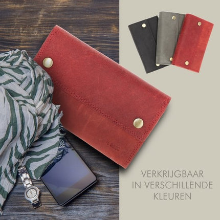 Horeca Portemonnee - Rode Horeca Portefeuille - Kelnersbeurs - RFID Bescherming Kelnerportemonnee - 14 Pasjeshouder & Muntvak