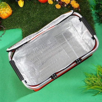 Opvouwbare boodschappenmand, met koelfunctie, thermomand met handvat, 25 l, deksel met ritssluiting, koelmand, rood