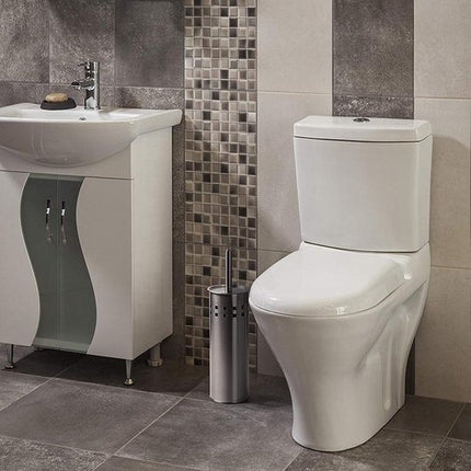 4 Stuks Toiletborstel RVS- geborsteld RVS - Wcborstel Rvs - RVS Toiletborstel in houder - Toiletborstelhouder - Wc borstel - Toiletborstel - Zilver - RVS