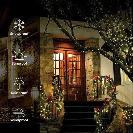 Kerstverlichting buiten - 25 meter 1250 LED - EXTRA Warm Wit - Lichtsnoer Nano Koperdraad - IP44 Stekker met timerfunctie - Kerstboomverlichting - geschikt voor binnen en buiten - kerstverlichting led