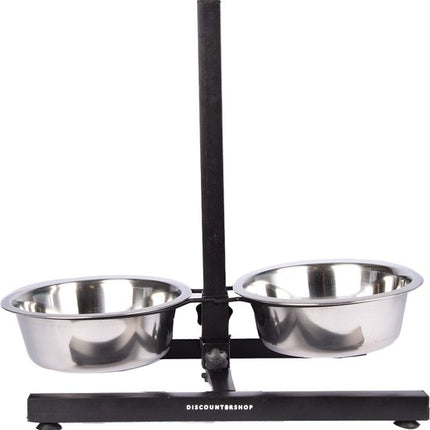 Voerbak Set| Verstelbare | H-Standaard Hamerslag | Eetbak | RVS | Voerbakken | Antislip | Waterbak | 46cm*28cm*8cm