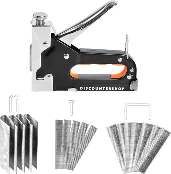 Handtacker Set | Metaal Nietpistool Met 1000 Nietjes | 3 Soorten Nietjes - 10, 11 & 12 mm | Instelbare Schietkracht