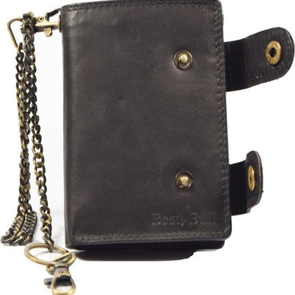 Portemonnee met ketting - Leren Dames Portemonnee Met Ketting Zwart - Leren Heren Portemonnee Met Ketting Zwart