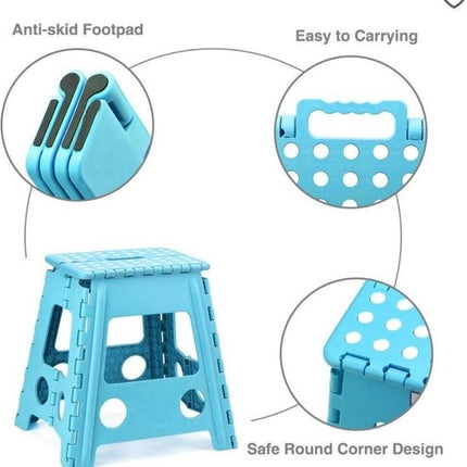 Opstapkruk - opstapkrukje - Badkamerkrukje - Blauw - Kruk - Badkamerkruk - Krukje - Trappetje - Kleine trap - Design - Kunststof - Kruk super handig - Krukje - Keukentrap - Keukentrapje - Opvouwbaar - Blauw 39 cm - tot 150 kg 
