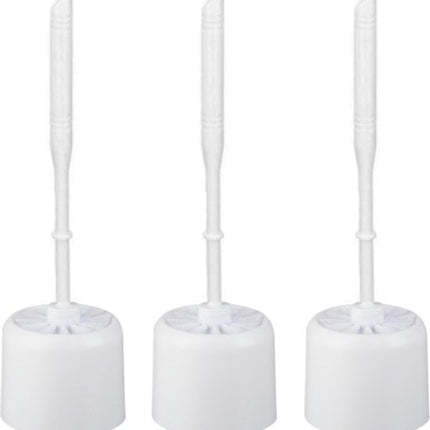 3xDiscountershop - Toiletborstel - Wcborstel kunststof -Toiletborstel in houder - Toiletborstelhouder - Wc borstel - borstel - Roestvrij - WitProduct breedte 10.5x 33x 6 cm