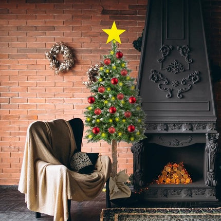 Kunstkerstboom diamanten kerstboom op Natuurlijke houten stam 180 cm - Kunst DIAMANT PIJNBOOM 180CM - Kunstkerstboom 180cm sneeuw Kerstboom