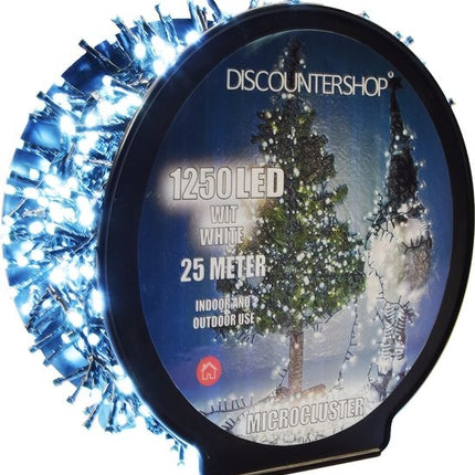 Kerstverlichting buiten 25 meter 1250 LED - Wit - Lichtsnoer Nano Koperdraad - IP44 Stekker met timerfunctie - Kerstboomverlichting - geschikt voor binnen en buiten - kerstverlichting led