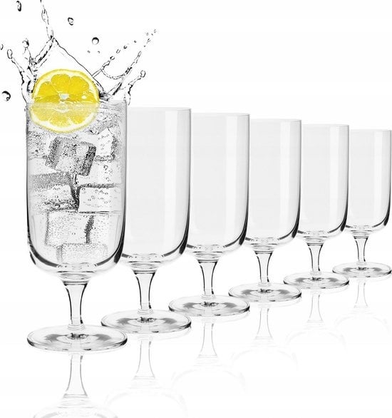 Krosno Kristal glazen - Cocktailglazen / Drinkglazen - 400 ml. - 6 Delig