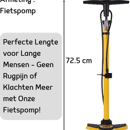 Fietspomp Goedkoop met Drukmeter – Vloerpomp voor Racefiets, Mountainbike en Stadsfiets – Universeel met Presta & Schrader Ventiel – 11 Bar
