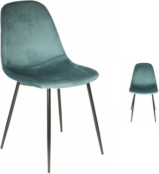 Kuipstoel - Turquoise Velvet Eetkamerstoel - Set van 2 