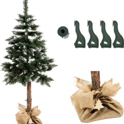 Kunstkerstboom diamanten kerstboom op Natuurlijke houten stam 180 cm - Kunst DIAMANT PIJNBOOM 180CM - Kunstkerstboom 180cm sneeuw Kerstboom